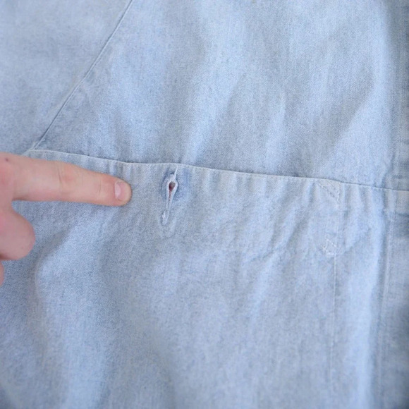 Vintage Green Village Blue Chambray Button Down Jacket 40 - Picture 15 of 16